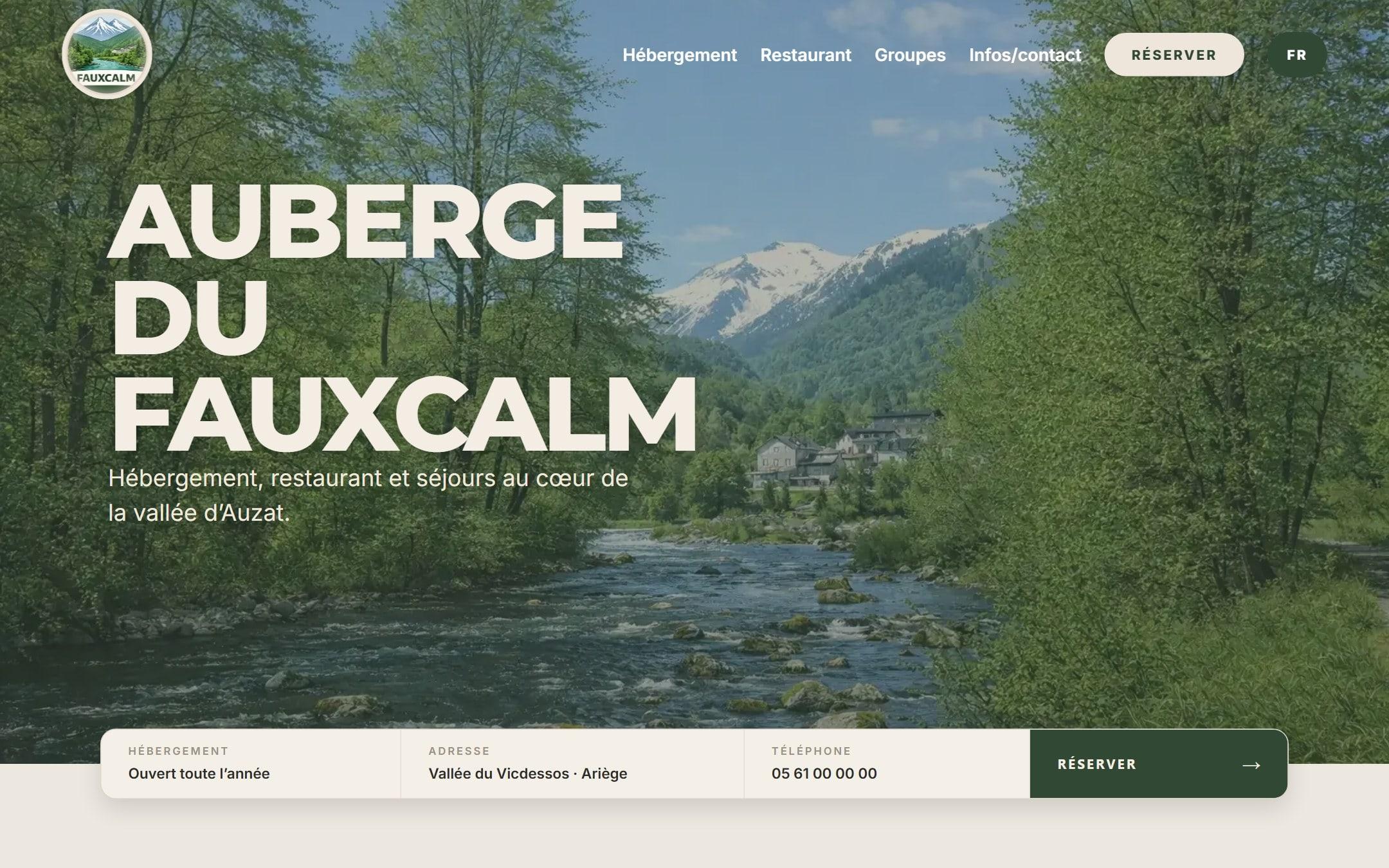 Page d’accueil de l’Auberge du Fauxcalm